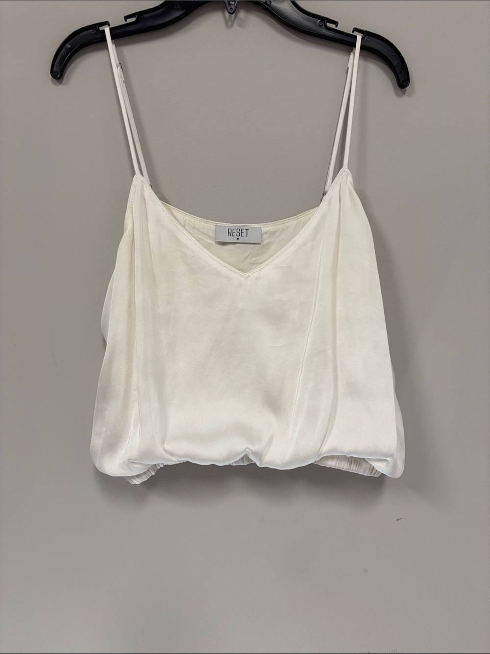 White Satin V-Neck Cropped Cami